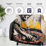 Young Boy Playing Roulette Beige Black Pop Art, Lightweight Warm Gift, Comfortable Everyday Use - Super Soft Fleece Blanket Bed Sofa Throw
