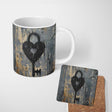 Black Heart Padlock and Key Industrial Graffiti 11oz Ceramic Coffee Tea Mug White Large Handle