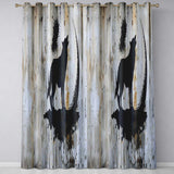 Howling Wolf Crescent Moon Black Stencil Graffiti Distinctive Artistic Home Decor Readymade Eyelet Ring Top Thermal 100% Blackout Curtains