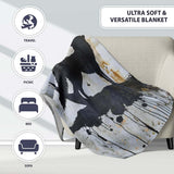 Howling Wolf Crescent Moon Black Stencil Graffiti, All Season Comfort, Comfortable Everyday Use - Super Soft Fleece Blanket Bed Sofa Throw