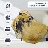 Black Bird Musical Notes Yellow Distressed Wall Art, All Season Comfort, Modern Interior Accent - Super Soft Fleece Blanket Bed Sofa Throw