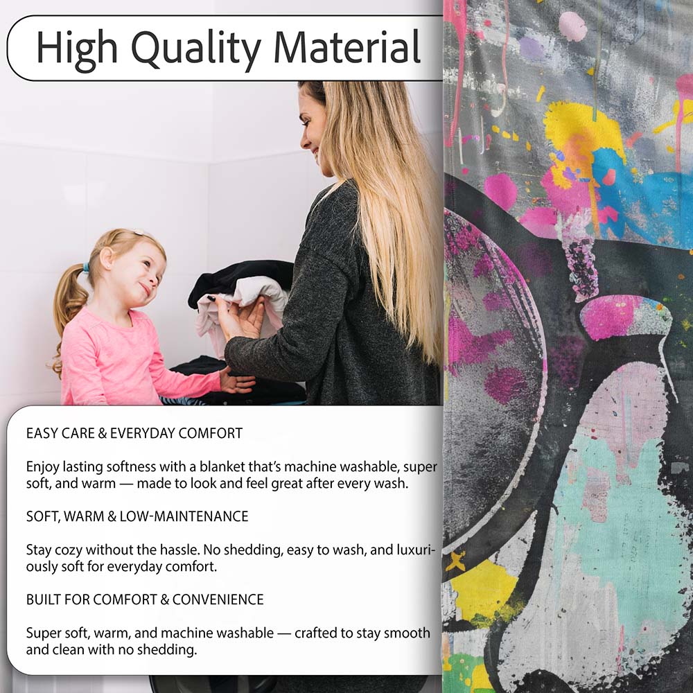 Colourful Oversized Sunglasses Abstract Paint Splash, Lightweight Comfortable Decorative Accent - Super Soft Fleece Blanket Bed Sofa Throw