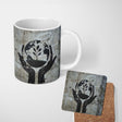 Hands Holding Earth Growing Plant Eco Stencil Art 11oz Ceramic Coffee Tea Mug White Large Handle