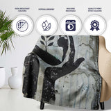 Hands Holding Earth Growing Plant Eco Stencil Art, All Season Comfort, Comfortable Everyday Use - Super Soft Fleece Blanket Bed Sofa Throw