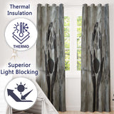 Hands Holding Earth Growing Plant Eco Stencil Art Distinctive Artistic Home Decor Readymade Eyelet Ring Top Thermal 100% Blackout Curtains