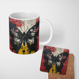 Black Butterfly Red Yellow Urban Graffiti Design 11oz Ceramic Coffee Tea Mug White Large Handle