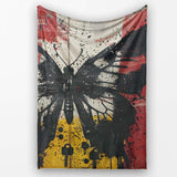 Black Butterfly Red Yellow Urban Graffiti Design, All Season Comfort, Decorative Wall Art Style - Super Soft Fleece Blanket Bed Sofa Throw