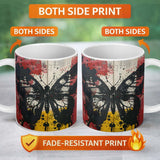 Black Butterfly Red Yellow Urban Graffiti Design 11oz Ceramic Coffee Tea Mug White Large Handle