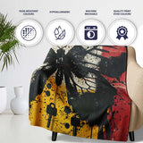 Black Butterfly Red Yellow Urban Graffiti Design, All Season Comfort, Decorative Wall Art Style - Super Soft Fleece Blanket Bed Sofa Throw