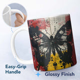 Black Butterfly Red Yellow Urban Graffiti Design 11oz Ceramic Coffee Tea Mug White Large Handle
