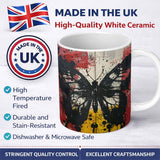 Black Butterfly Red Yellow Urban Graffiti Design 11oz Ceramic Coffee Tea Mug White Large Handle
