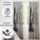 Boy Reading Red Book Flying Birds Stencil Art Bold Elegant Artwork for Home Decor Readymade Eyelet Ring Top Thermal 100% Blackout Curtains