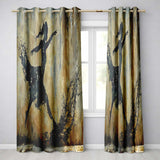 Dancing Ballerina Black Silhouette Gold Abstract Expressive Design for Home Decor Readymade Eyelet Ring Top Thermal 100% Blackout Curtains