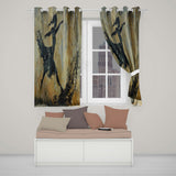 Dancing Ballerina Black Silhouette Gold Abstract Expressive Design for Home Decor Readymade Eyelet Ring Top Thermal 100% Blackout Curtains