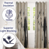 Girl Blowing Birds Black Silhouette Minimalist Art Bold Artwork for Bedroom Decor Readymade Eyelet Ring Top Thermal 100% Blackout Curtains