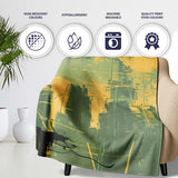 Urban Soldier Silhouette Green Yellow City Skyline, All Season Comfort, Stylish Room Decoration - Super Soft Fleece Blanket Bed Sofa Throw