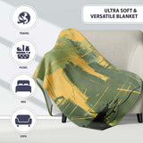 Urban Soldier Silhouette Green Yellow City Skyline, All Season Comfort, Stylish Room Decoration - Super Soft Fleece Blanket Bed Sofa Throw
