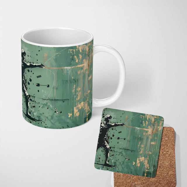 Green Urban Music Throwing Silhouette Graffiti 11oz Ceramic Coffee Tea Mug White Large Handle