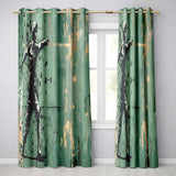 Green Urban Music Throwing Silhouette Graffiti Artistic Artwork for Bedroom Decor Readymade Eyelet Ring Top Thermal 100% Blackout Curtains
