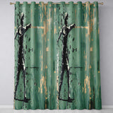 Green Urban Music Throwing Silhouette Graffiti Artistic Artwork for Bedroom Decor Readymade Eyelet Ring Top Thermal 100% Blackout Curtains