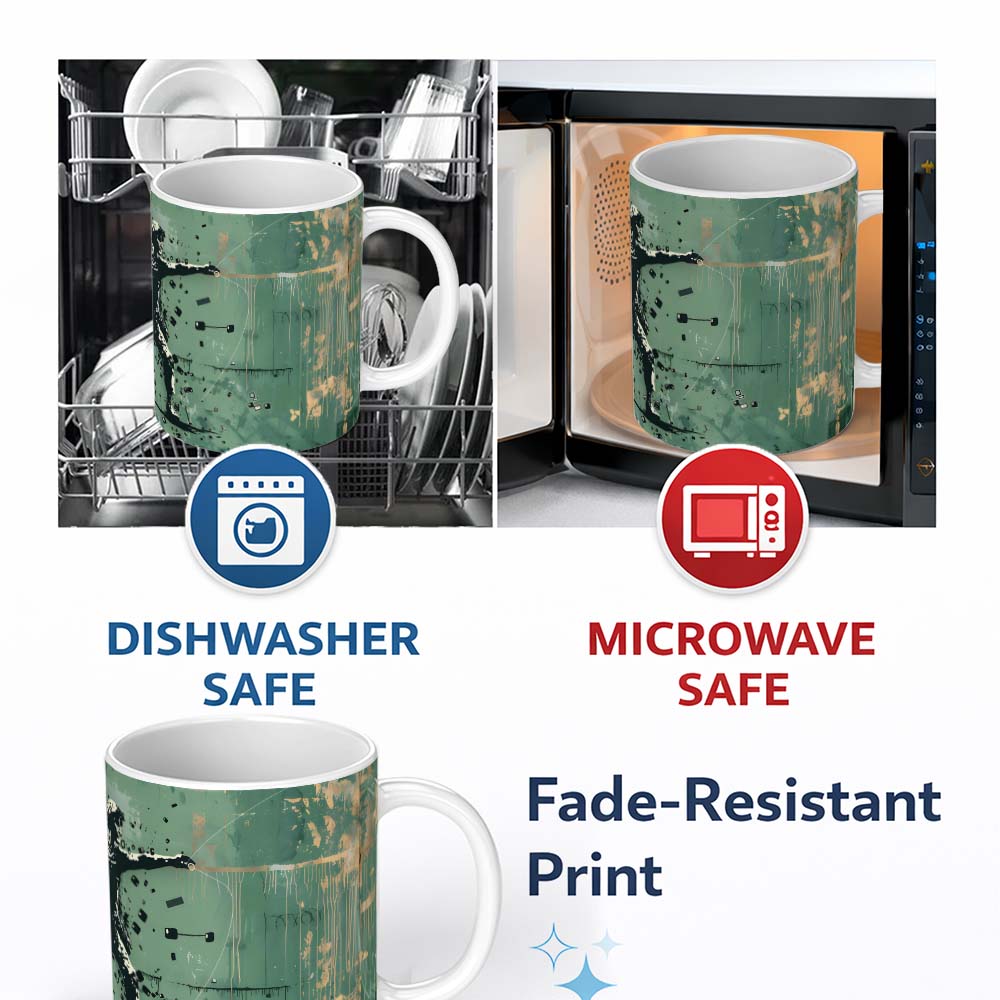 Green Urban Music Throwing Silhouette Graffiti 11oz Ceramic Coffee Tea Mug White Large Handle