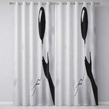 Black Balloon Hand Minimalist Monochrome Artwork Decorative Design for Home Decor Readymade Eyelet Ring Top Thermal 100% Blackout Curtains