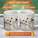 Flying Birds Music Cage Freedom Graffiti Artwork 11oz Ceramic Coffee Tea Mug White Large Handle