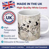 Flying Birds Music Cage Freedom Graffiti Artwork 11oz Ceramic Coffee Tea Mug White Large Handle