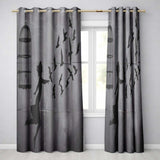 Woman Releasing Birds Grey Silhouette Street Art Contemporary Wall Art Home Decor Readymade Eyelet Ring Top Thermal 100% Blackout Curtains