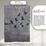 Woman Releasing Birds Grey Silhouette Street Art, All Season Comfort, Gift for Adults and Teens - Super Soft Fleece Blanket Bed Sofa Throw