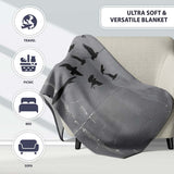 Woman Releasing Birds Grey Silhouette Street Art, All Season Comfort, Gift for Adults and Teens - Super Soft Fleece Blanket Bed Sofa Throw