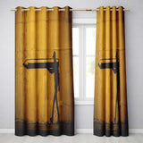 Yellow Giant Pencil Walking Figure Urban Artwork Contemporary Artistic Home Decor Readymade Eyelet Ring Top Thermal 100% Blackout Curtains