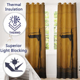 Yellow Giant Pencil Walking Figure Urban Artwork Contemporary Artistic Home Decor Readymade Eyelet Ring Top Thermal 100% Blackout Curtains