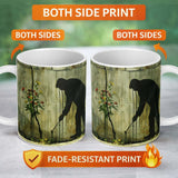 Wildflower Crack Shadow Figure Green Graffiti Art 11oz Ceramic Coffee Tea Mug White Large Handle
