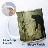 Wildflower Crack Shadow Figure Green Graffiti Art 11oz Ceramic Coffee Tea Mug White Large Handle