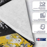 Masked Cameraman Yellow Grey Urban Collage, Decorative Wall Art Style, Comfortable Everyday Use - Super Soft Fleece Blanket Bed Sofa Throw