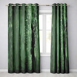 Green Rainy Traveller Silhouette Street Art Stylish Unique Artwork for Home Decor Readymade Eyelet Ring Top Thermal 100% Blackout Curtains