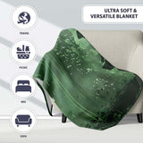 Green Rainy Traveller Silhouette Street Art, Bedroom Living Room Accent, Unique Artistic Design - Super Soft Fleece Blanket Bed Sofa Throw