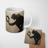 Detective Magnifying Glass Minimalist Shadow Art 11oz Ceramic Coffee Tea Mug White Large Handle
