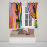 Colourful Skateboarder Silhouette Rainbow Street Art Modern Design for Home Decor Readymade Eyelet Ring Top Thermal 100% Blackout Curtains