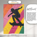 Colourful Skateboarder Silhouette Rainbow Street Art, Lightweight Comfortable Decorative Accent - Super Soft Fleece Blanket Bed Sofa Throw