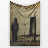 Shadow Man Among Painted Doorways Urban Art, Bedroom Living Room Accent, Unique Artistic Design - Super Soft Fleece Blanket Bed Sofa Throw