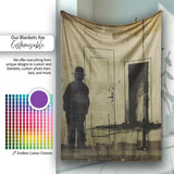 Shadow Man Among Painted Doorways Urban Art, Bedroom Living Room Accent, Unique Artistic Design - Super Soft Fleece Blanket Bed Sofa Throw