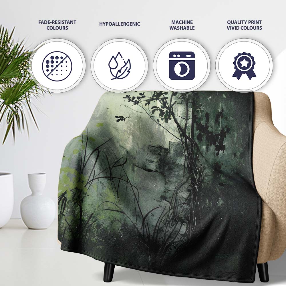 Child Holding Key Near Overgrown Door Art, Bedroom Living Room Accent, Comfortable Everyday Use - Super Soft Fleece Blanket Bed Sofa Throw