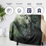 Child Holding Key Near Overgrown Door Art, Bedroom Living Room Accent, Comfortable Everyday Use - Super Soft Fleece Blanket Bed Sofa Throw