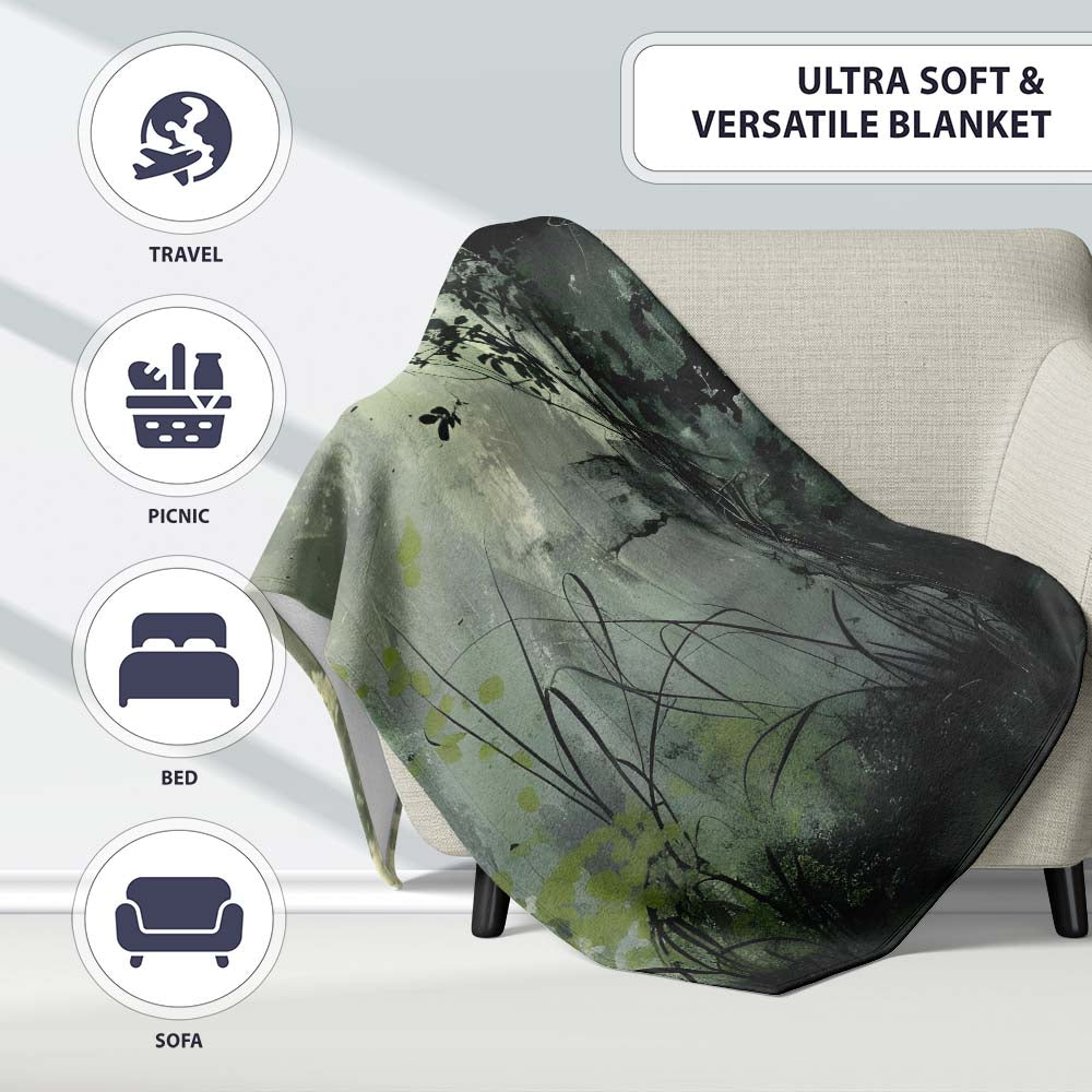 Child Holding Key Near Overgrown Door Art, Bedroom Living Room Accent, Comfortable Everyday Use - Super Soft Fleece Blanket Bed Sofa Throw