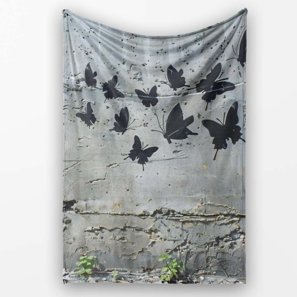 Girl Reading Book Butterfly Street Art, Comfortable Everyday Use, Thoughtful Housewarming Gift - Super Soft Fleece Blanket Bed Sofa Throw
