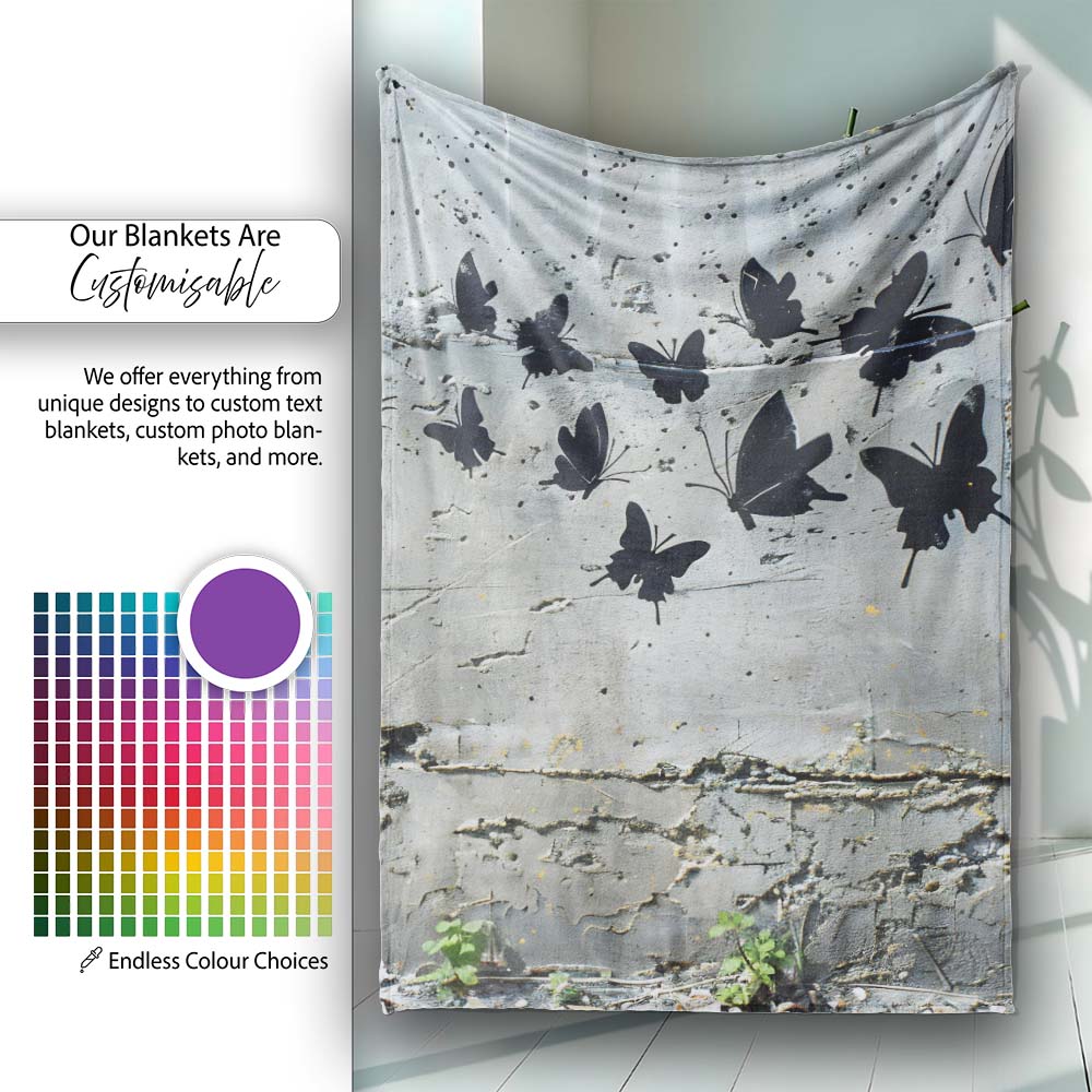 Girl Reading Book Butterfly Street Art, Comfortable Everyday Use, Thoughtful Housewarming Gift - Super Soft Fleece Blanket Bed Sofa Throw