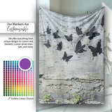 Girl Reading Book Butterfly Street Art, Comfortable Everyday Use, Thoughtful Housewarming Gift - Super Soft Fleece Blanket Bed Sofa Throw