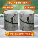 Lone Walker on Barbed Wire Tightrope Urban Art 11oz Ceramic Coffee Tea Mug White Large Handle